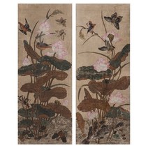 화조도 가리개 2폭 1 민화 도안 본그림 민화그리기 공모전 취미 원데이클래스 컬러링 본, 화조도 가리개(1), 고급 닥순지, 원본사이즈(추천)