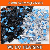 전기라디에이터 방열기 캠핑용라디에이터 우리는 테이프가 적용된 방열판 10pcs 8.8x8.8x5mm 작은 작은 은색검정 방열판 알루미늄 방열판 라디에이터 쿨러를 수행합니다., 푸른