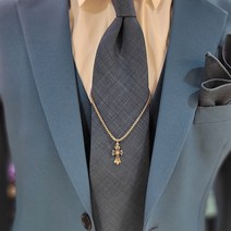 월드 플라워 남자친구 크롬 메달2 넥타이핀 남자명품넥타이핀