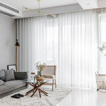 (컬러필) 풍성한 2배 나비주름 네츄럴린넨 차르르 속지 커튼