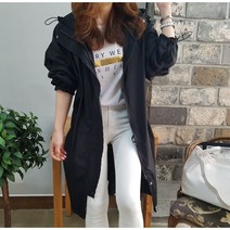상상그이상 여성용 데일리 오버 루즈핏 스트링 후드 얇은 롱 야상점퍼 캐주얼자켓 바람막이