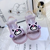 Sanrio-애니메이션 쿠로미 여름 소녀 샌들 귀여운 만화 공주 신발 아기 플랫 힐 어린이 생일 선물