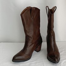 나나구두 스틸레토 플랫 미들 웨스턴 부츠 6.5cm