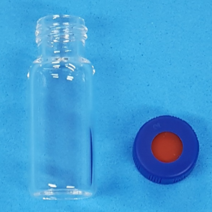 오피스안 스크류캡 바이알병2ml청색(12*32mm) 1set(오픈캡+테프론 레드실리콘셉타)(백색-유리병-투명병)korea