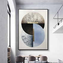필방 서예 용품 순수 손으로 그린 ​​유화 입구 태극권 라운드 장식 그림 벽화 현대 빛, 43x43인치 110x110cm
