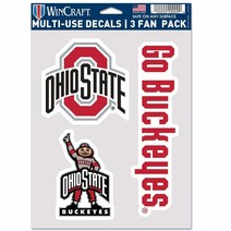 NCAA Ohio State Buckeyes 데칼 다용도 팬 3팩 팀 색상 원 사이즈