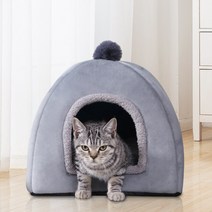 고양이 하우스 길냥이 겨울 방석 쿠션 키튼 숨숨 집, 그레이L