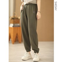 여성 봄가을 조거 배기팬츠 레터링 자수 캐주얼 와일드 팬츠