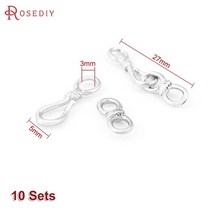 22x4MM 27x5MM 36x7MM 24K 골드 컬러 황동 목걸이 팔찌 걸쇠 커넥터 Diy 쥬얼리 결과 액세서리, [06] 33788-Silver Color