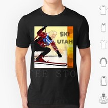 스키 70 년대 스타일 티셔츠 남성 코튼 6xl 슬라롬 다운힐 슈퍼 G 린지 본 스노우 아이스 파우더 부츠 폴, [08] 5XL, [01] M-Tee-Black