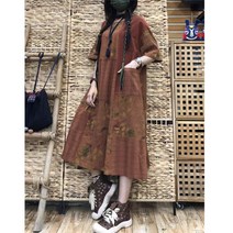 보헤미안 집시 플라워 브라운 원피스