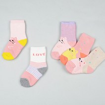 꼼지 아동용 T러브캣 통파일 방한양말 5족 세트
