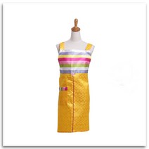 봉봉러브 실크 색동 일자 앞치마(172) 앞치마, 노란색