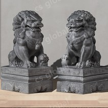 석상 해태 해치 사자 상 장식 액막이 풍수지리, D한 쌍 높이 20 길이 12 너비 10 cm