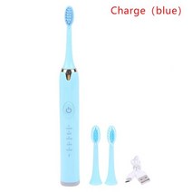 3 개의 교체용 소닉 진동 소프트 브러시 헤드 전동 칫솔 방수 충전식/배터리, [04] charge(blue)
