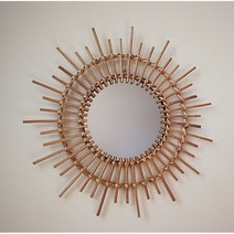 DSF 발리 인테리어 라탄거울 현관거울 플라워타입 / 태양타입 48cm - 58cm, 원목(태양타입/사이즈48cm)