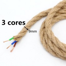 전선관 전선탈피기 전선 빈티지 로프 트위스트 전기 와이어 대마 직조 섬유 케이블 꼰 레트로 펜던트 라이트 코드 2*0.75mm, [02] 3 cores, [03] 20m
