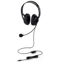 ELECOM 헤드셋 오버헤드 마이크 부착 4극 3.5 mm접속 뮤트 기능 볼륨 조정 플렉시블 암 경량 대형 양귀 1.8 m블랙