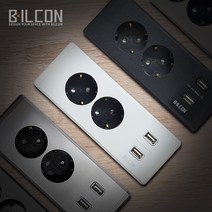 빌콘 인채널 픽스 고정콘센트 가구매립콘센트 멀티 전선플러그 USB 2구 빌트인콘센트 BBF-22, C_픽스 2구콘센트/메탈릭실버_BBF-22SV