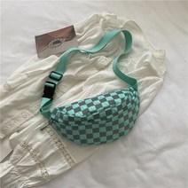 바둑판 체크 가슴가방 여 크로스 힙색 남일계 스포츠 핸드폰 파우치