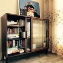 그릇장 빈티지 원목 수납장 냉장고 주방 미니 정수기, 100x42x90cm, 월넛