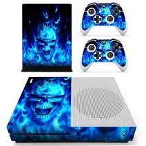 Xbox One S 스킨 랩 스티커 2개의 무료 무선 컨트롤러 데칼 전신 보호 비닐 스킨 데칼 커버 마이크로소프트 Xbox One 슬림 콘솔용 - 블루 그리메이스