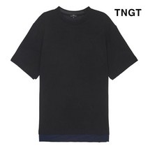 TNGT 95 사이즈 블랙 컬러배색 면혼방 티셔츠