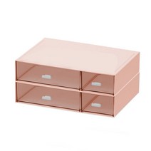 라라하우스 책상정리 멀티박스 미니서랍 수납정리함, 2단 2칸+2칸, 핑크