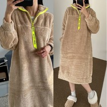 쉬즈미 형광 반집업 여성 보들 겨울 양털 원피스 (OPS-884)