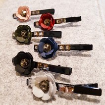 장미 옆머리핀 명품 스와로브스키 큐빅으로 만든 악어핀 미니집게