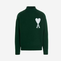 아미 빅 하트 로고 퍼넬 넥 인타르시아 스웨터 그린 AMI de Coeur Oversize Intarsia Funnel Neck Sweater Green