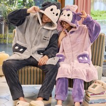 귀도리뜨기 대바늘블랭킷 담요방석 니트실 코바늘산호 양털 잠옷 커플 가을과 겨울 귀여운, 여성 L 무료 남성 XXL, MQE-901