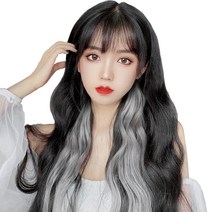 하이유니 브릿지 트윙클 여자 부분 셀프 패션 헤어 피스 붙임 머리 가발, 옴브레 (너비:4cm/기장:60cm), 2.블랙핑크스카이블루