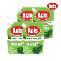 아키스 베이킹소다 주방세제 리필 솔잎향 1.2L x4개 설거지 1종주방세제 주방용 야채과일세척 물때 항균 대용량 기름기 식물성보습, 단품