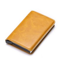 ZOVYVOL-자동 탄성 PU 가죽 알루미늄 금속 신용 카드 홀더 도난 방지 Rfid 차단 지갑 여권 홀더 남성용