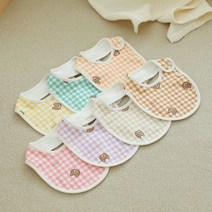 코코하니 아기 체크 곰 턱받이 유아 턱받이