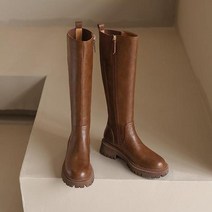 여성 승마 부츠 통기성 가죽 롱 미들 부츠 승마 무릎 부츠 여성용 두꺼운 겨울 나이트 부츠 무릎 높이 긴, 01 브라운_01 35