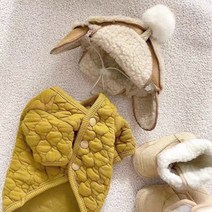 깔깔이 누빔 패딩 애견의류 중형견옷 강아지패딩 겨울패딩 S M L XL, 겨자