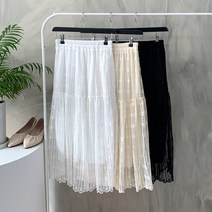 행복여[신상무배]릴리 줄기 꽃 밴딩 레이스 샤 스커트