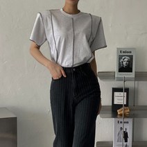 [랜덤플레이] 라운드넥 스티치 라인 포인트 반팔 티