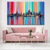 UB3 알록달록 도시 와이드 풍경 사진 그림 액자 41x27 캔버스 거실 주방 커피숍 인테리어, 캔버스액자-옆면검정