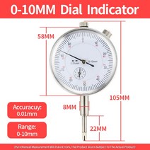 레버리지 다이얼 표시기 마그네틱베이스 홀더 스탠드 마이크로미터 측정 도구 게이지 정밀 도구, 10mm Dial Indicator