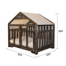 강아지 원목집 하우스 텐트 개집 동굴 고양이 하우스 애완동물 펜스, 3.(034) 950*690*880mm(무료 면 패드), M
