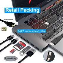 usb허브 c타입허브 호환 Mosible-USB C 허브 썬더볼트 3 도크 HDMI 호환 Rj45 1000M 어댑터 TF SD 리더 PD, Gray add Cable