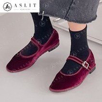 애슬릿 애슬릿 여성 벨벳 메리제인 플랫 슈즈 단화 구두