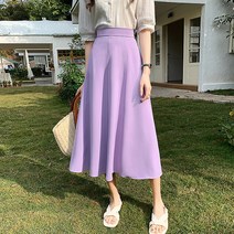 코카마니 여성 뒷밴딩 플레어 옆지퍼 베이직 기본 미디 스커트