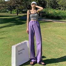 DFMEI 컬러 와이드 팬츠 여 하이웨이스트 봄 슬림핏 일자 청바지 아메리카노 하이웨이스트 팬츠