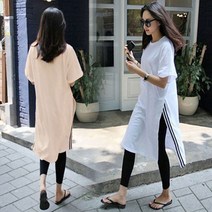 여성용 캐주얼 면 반팔 롱원피스 Y10