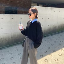 클로슈W / 숏 여리 루즈핏 브이넥 니트 (5color)