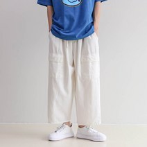 모룸 린넨 여름 카고 포켓 와이드 배기 벌룬핏 남자 통넓은 밴딩팬츠 2컬러 M1393
